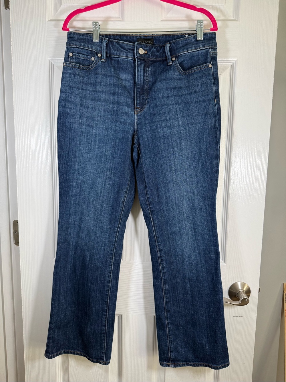 Talbots Barely Boot Jeans Women’s 10P Petite Dark Wash Bootcut Denim - Picture 2 of 7